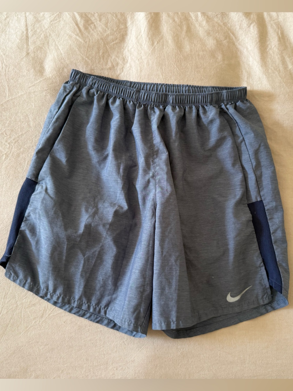 Nike Men’s Grey Athletic Shorts with Navy Accents